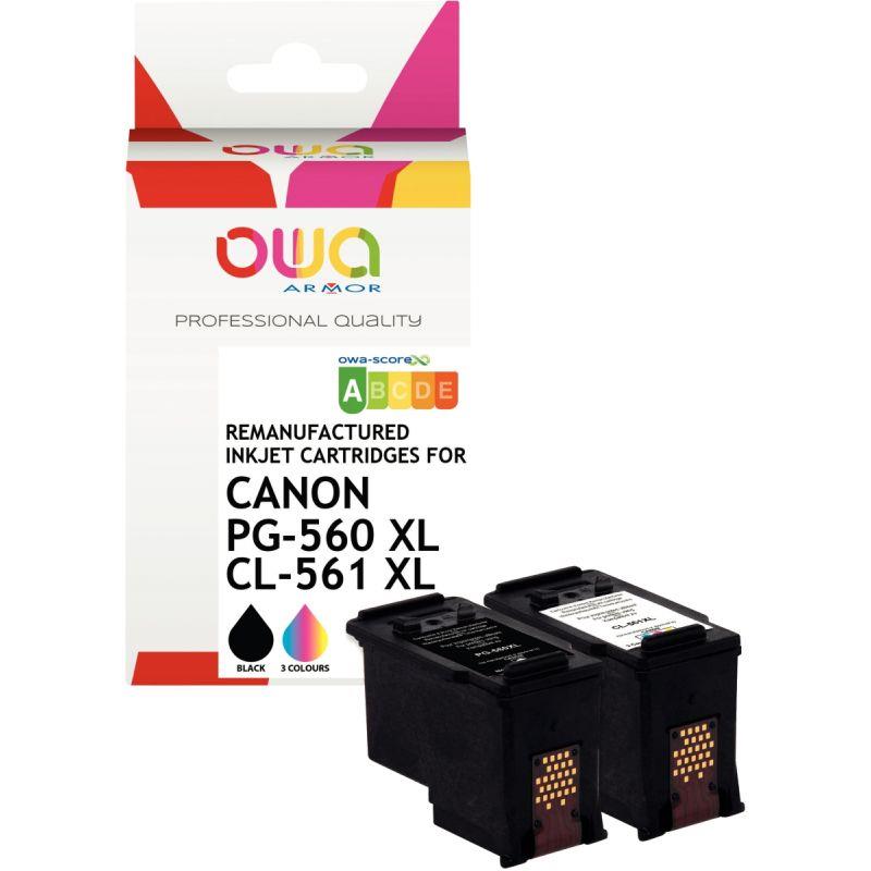 Ref. 07199, OWA Cartouche jet d''encre noir haute capacité compatible CANON PG560XL (3712C001), marque ARMOR