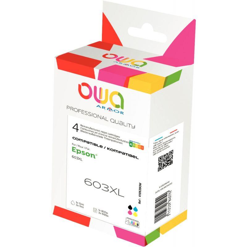 Ref. 09941, OWA Lot de 4 cart jet d''encre NCMJ haute capacité compatible EPSON ETOILE DE MER 603XL (T03A64), marque ARMOR