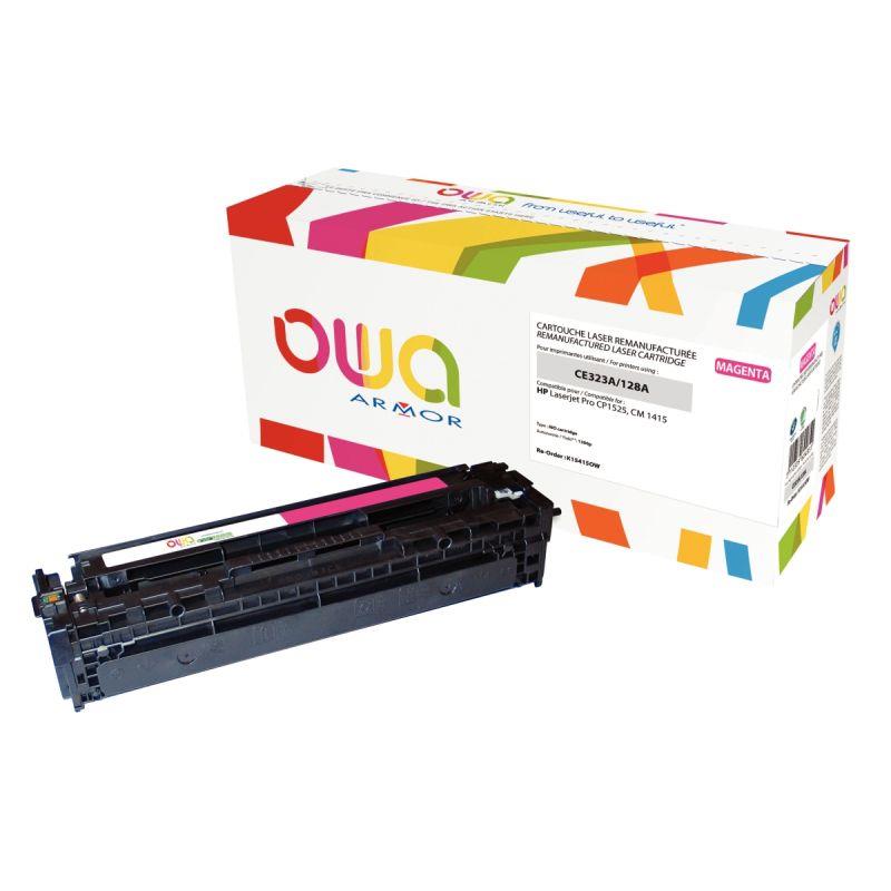 Ref. 21349, OWA Armor cartouche laser magenta compatible HP 128A (CE323A), Rose, marque ARMOR