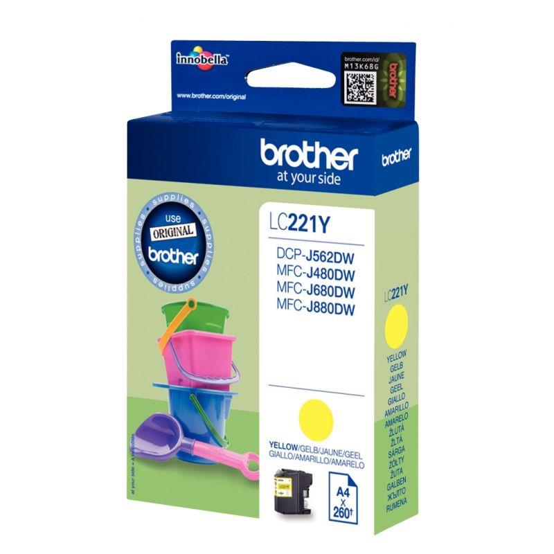 Ref. 29581, Cartouche jet d''encre à la marque Brother LC221Y jaune, marque BROTHER
