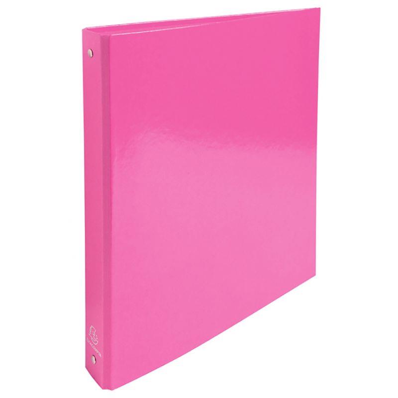 Ref. 37827, Classeur 4 anneaux en carte pelliculée IDERAMA, format A4, dos 4 cm, rose, marque EXACOMPTA
