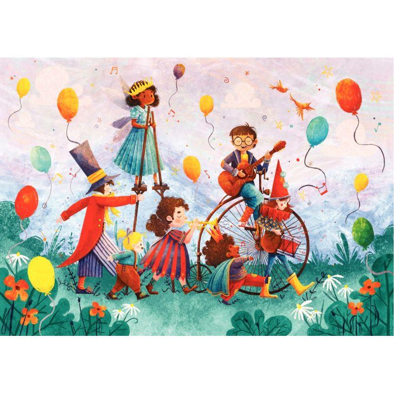 Ref. 44620, Puzzle en bois d''environ 50 pièces, les musiciens, marque N.C