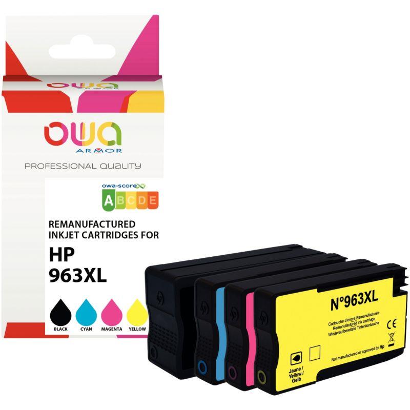 Ref. 45112, OWA Armor pack de 4 cartouches jet d''encre noire, cyan, magenta et jaune haute capacité compatible, marque ARMOR