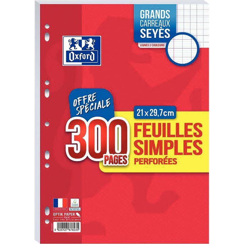 Ref. 55261, Feuillets mobiles 300 pages 90g, format A4, seyès blanc, Blanc, marque HAMELIN