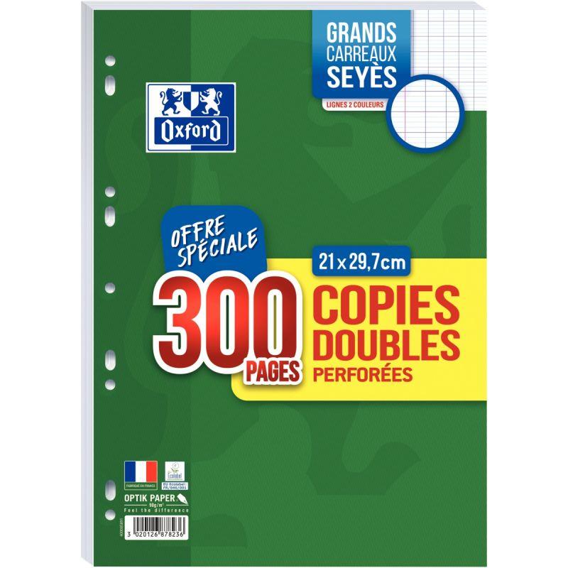 Ref. 55262, Copies doubles perforées 300 pages 90g, format A4, seyès blanc, Blanc, marque HAMELIN