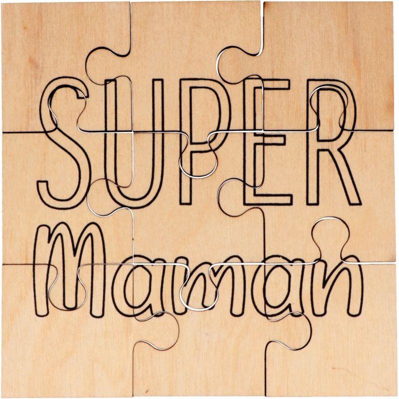 Image de  Puzzle en bois 9 pièces, Super Maman 