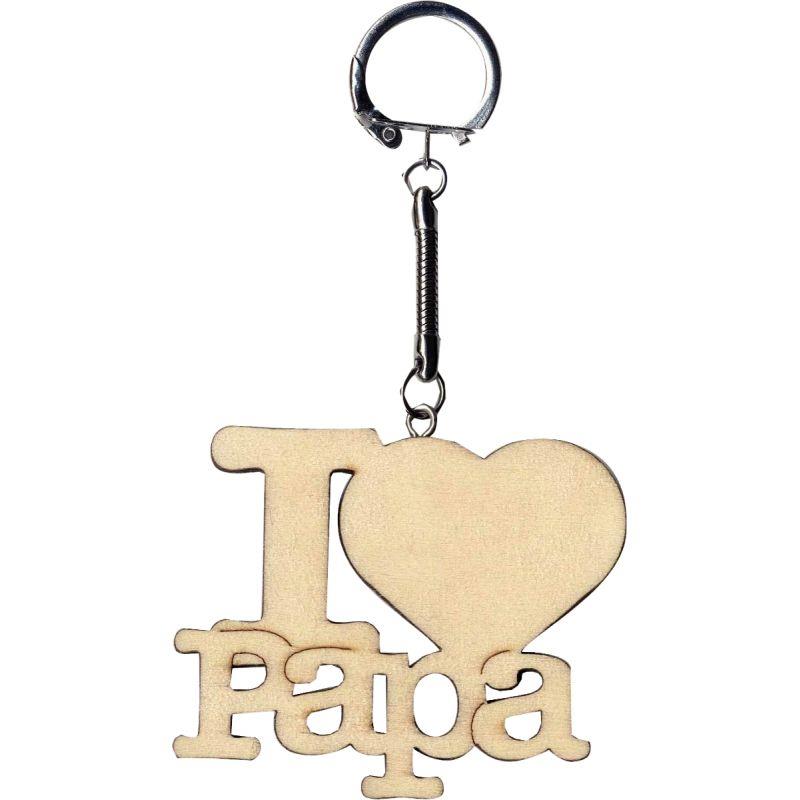 Image de  Porte-clés en bois I love Papa 