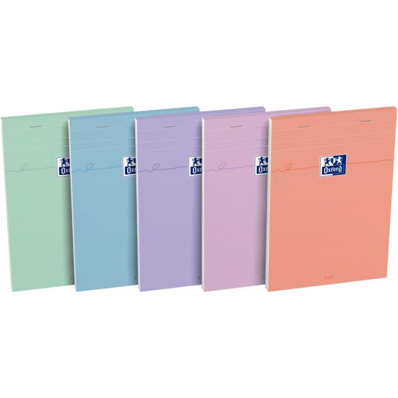 Image de  Bloc OXFORD SMART 80 feuilles, format A5, quadrillé 5x5, coloris pastel assortis 