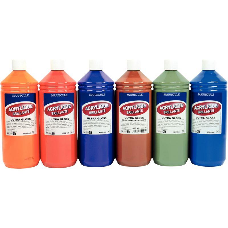 Image de  Lot de 6 flacons 1litre acrylique majuscule ultra gloss 