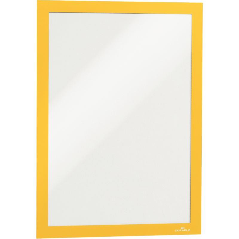 Ref. 55615, Sachet de 2 cadres d''affichage A4 adhésif repositionnable avec contour magnétique jaune, marque DURABLE