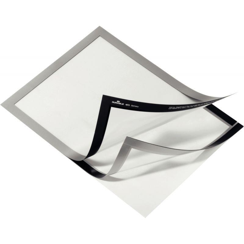 Image de  Boîte de 10 cadres d''affichage A4 adhésif repositionnable avec contour magnétique argent 