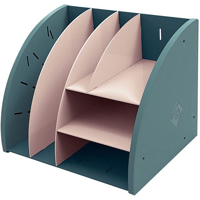 Ref. 55710, Organiseur de bureau 6 compartiments bleu pacifique et nude, marque EXACOMPTA