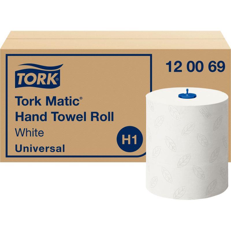 Ref. 55819, Carton de 6 rouleaux d''essuie-mains TORKMATIC H1 2 plis blanc, marque TORK