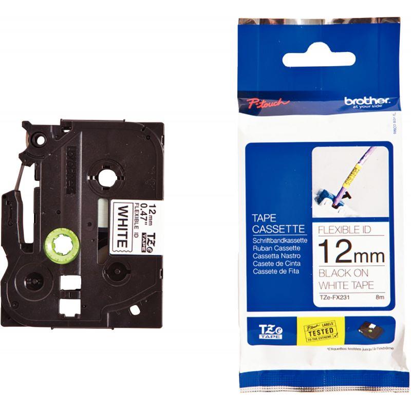 Ref. 56148, Recharge Brother TZE noir sur blanc 12 mm, marque BROTHER