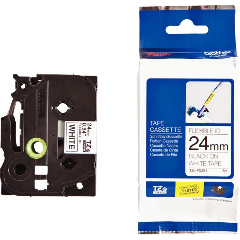 Ref. 56149, Recharge Brother TZE noir sur blanc 24 mm, marque BROTHER