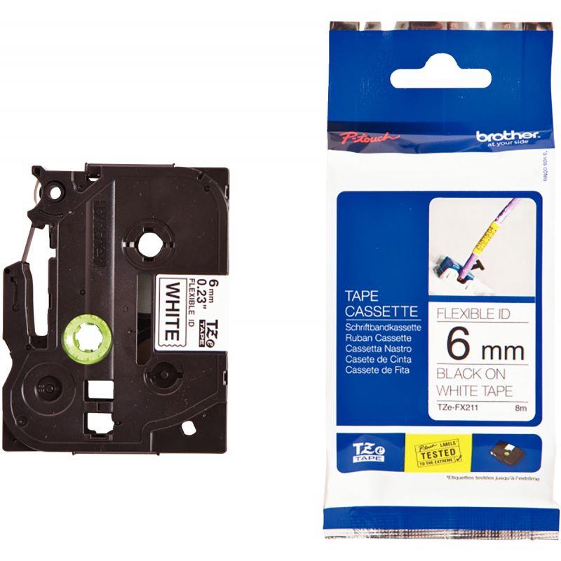 Ref. 56150, Recharge Brother TZE noir sur blanc 6 mm, marque BROTHER