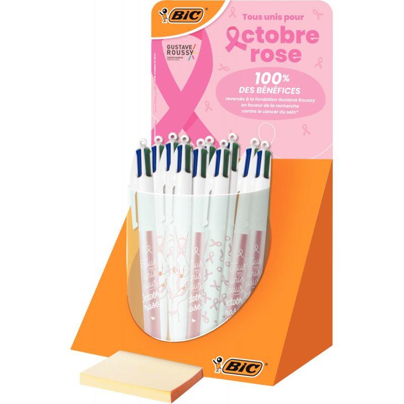 Ref. 56187, Tubo de 30 stylos bille 4 couleurs octobre rose, marque BIC