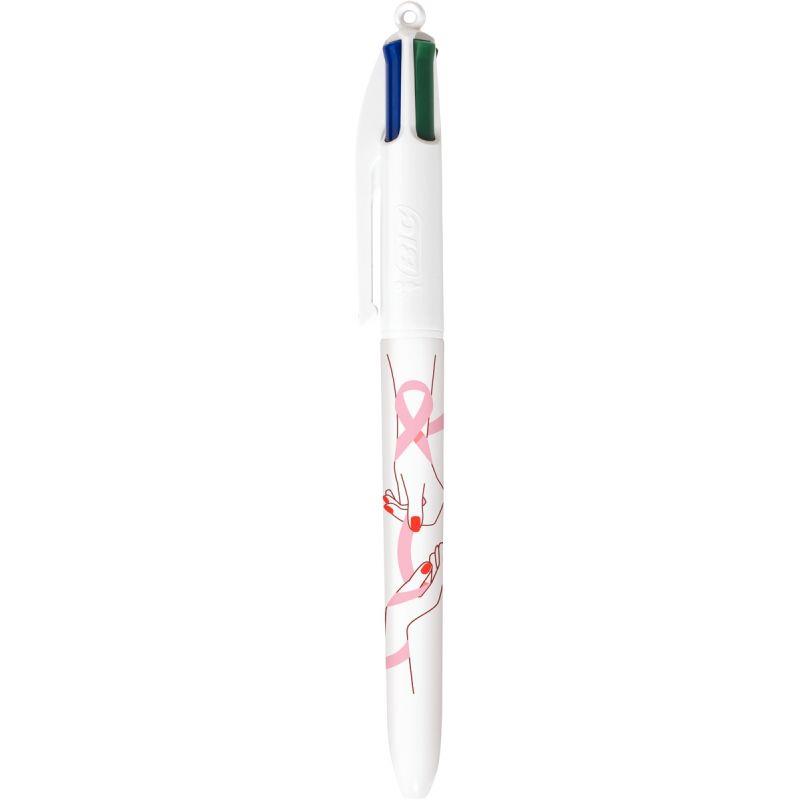 Ref. 56188, Stylo bille 4 couleurs rose texte, marque BIC