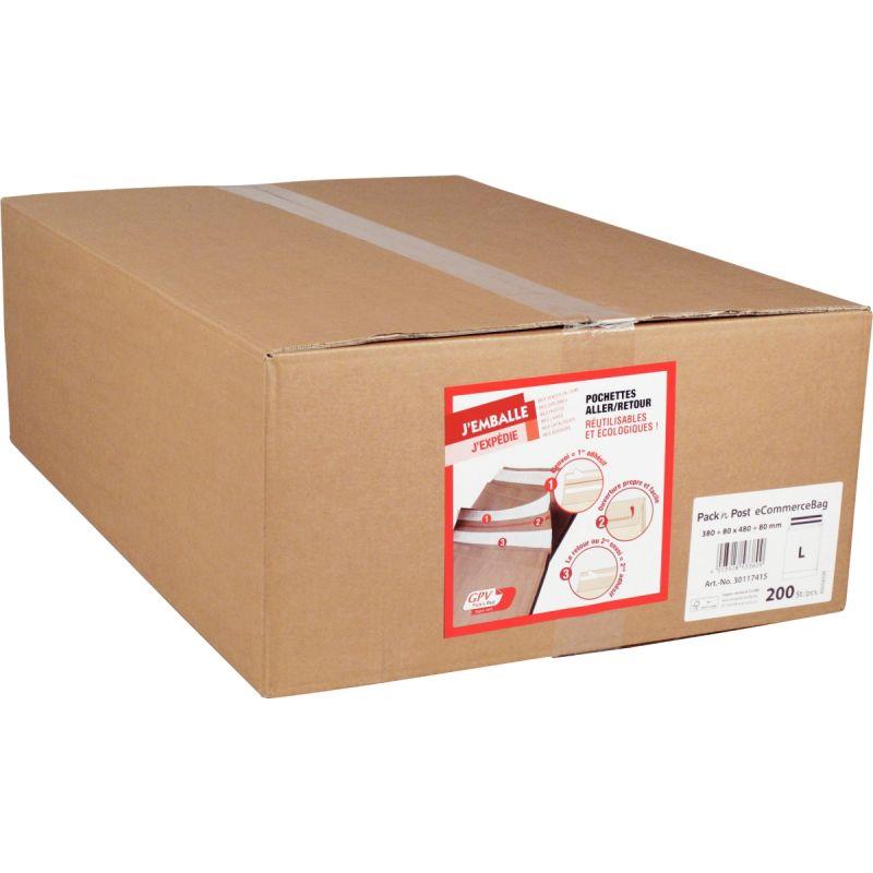 Ref. 56335, Carton 200 pochettes aller retour kraft 380 x 480 80BS, marque GPV