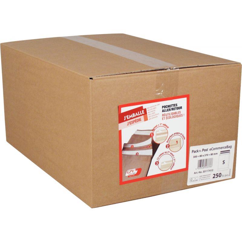 Ref. 56337, Carton 250 pochettes aller retour kraft 300 x 370 80BS, marque GPV