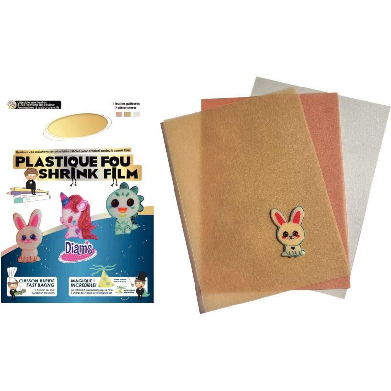 Image de  Pochette de 7 feuilles de plastique fou pailleté coloris assortis 