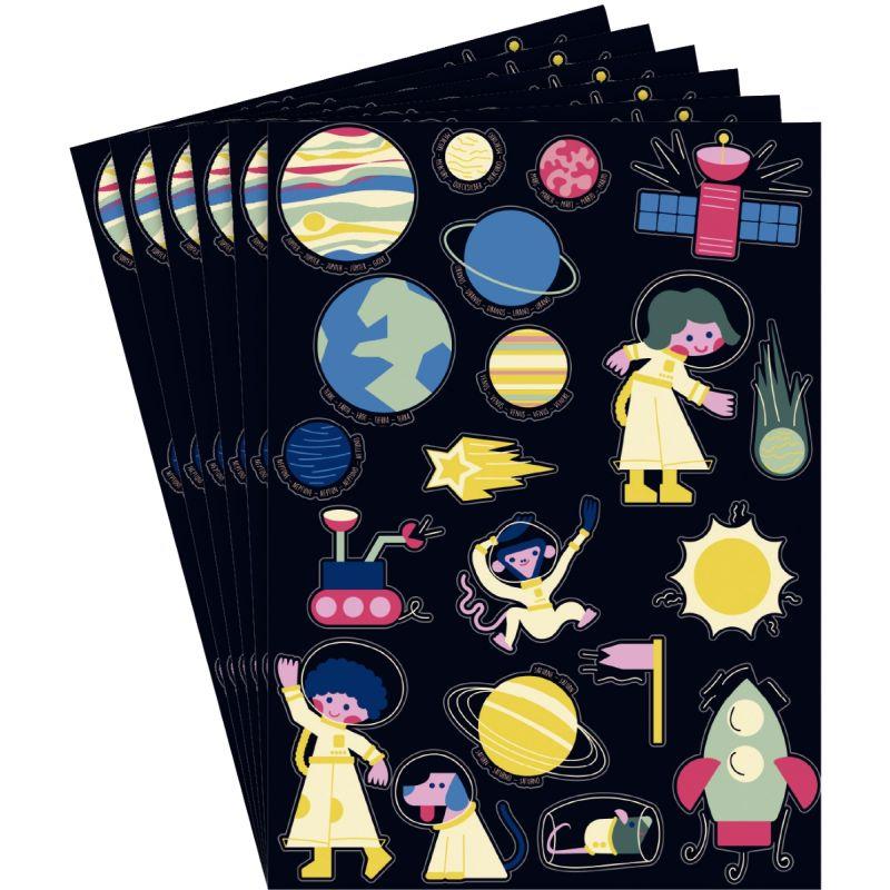Ref. 56372, Lot de 6 planches gommettes papiers holographiques, marque N.C