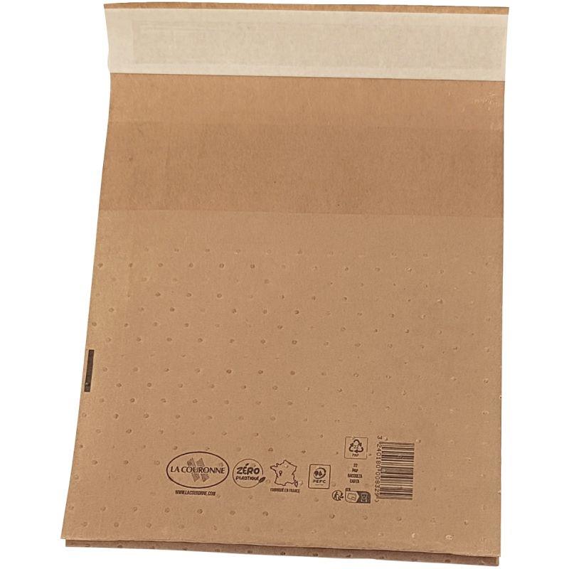 Ref. 56415, Carton de 100 pochettes bulle air papier 100  x 150 mm avec soufflet 60 mm, marque LA COURONNE
