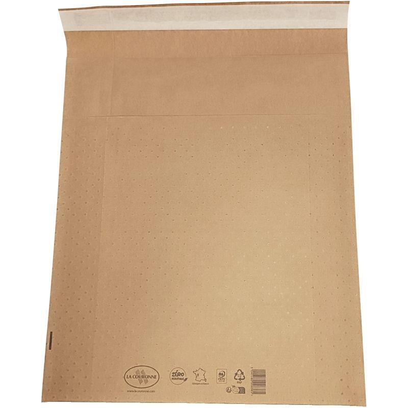 Ref. 56423, Carton de 50 pochettes bulle air papier 250  x 350 mm avec soufflet 90 mm, marque LA COURONNE