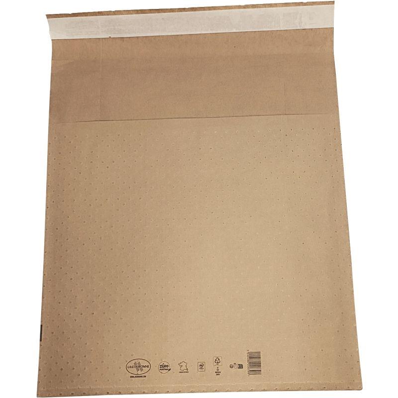 Ref. 56424, Carton de 50 pochettes bulle air papier 250  x 350 mm avec soufflet 120 mm, marque LA COURONNE