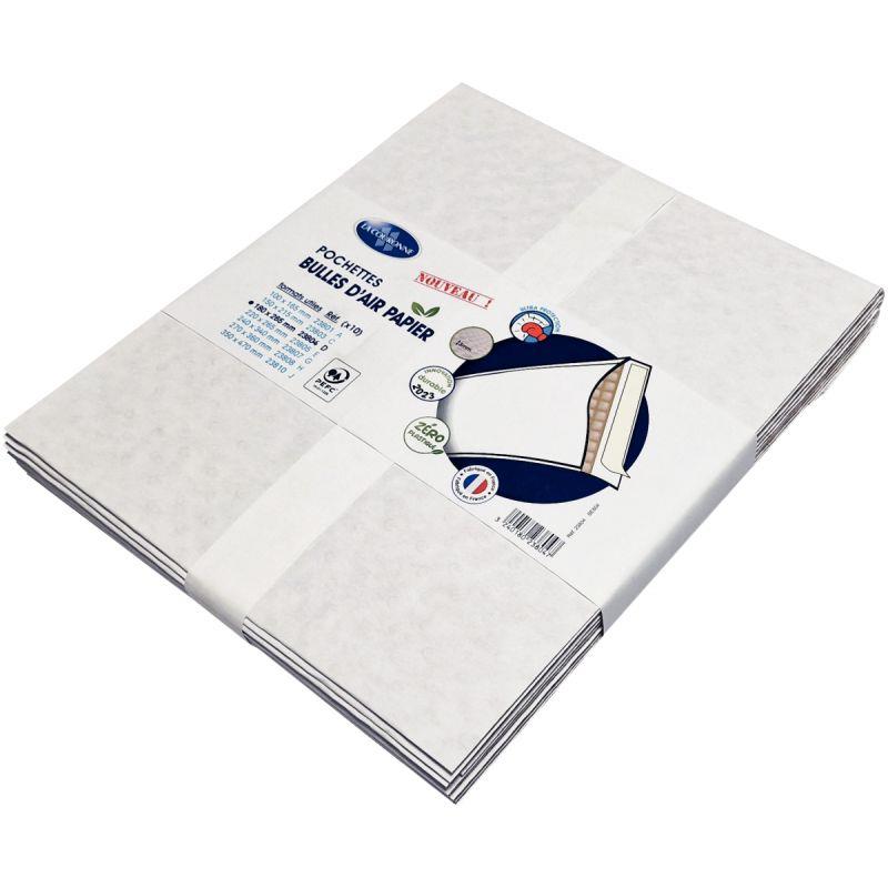 Ref. 56427, Paquet de 10 pochettes bulle air blanc  180 x 265 mm, marque LA COURONNE