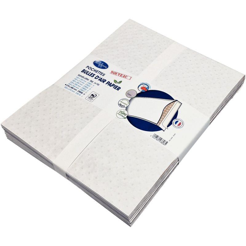 Ref. 56430, Paquet de 10 pochettes bulle air blanc  270 x 360 mm, marque LA COURONNE