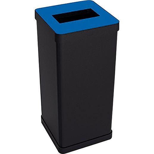 Ref. 56435, Poubelle tri sélectif 50L métal noir et bleu, marque ALBA