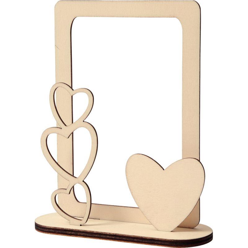 Image de  Cadre photo en bois, coeurs 