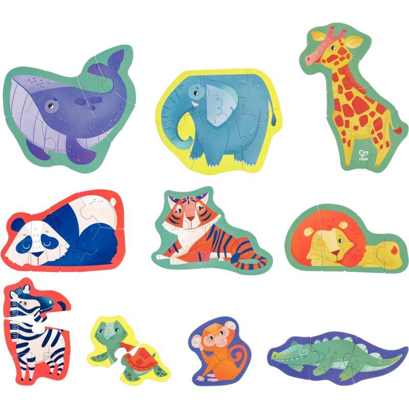 Image de  Boite de 10 puzzles contour, les animaux sauvages 