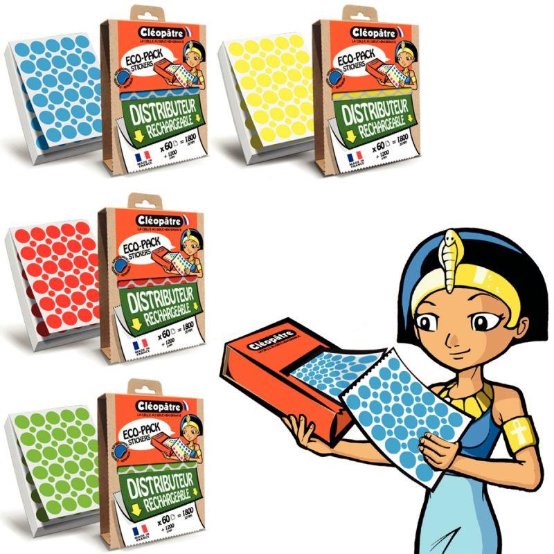 Image de  Lot 4 ecopack de 12000 gommettes rondes assorties 