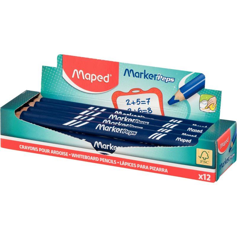 Image de  Boîte de 12 crayons effaçable Markerpeps bleus 