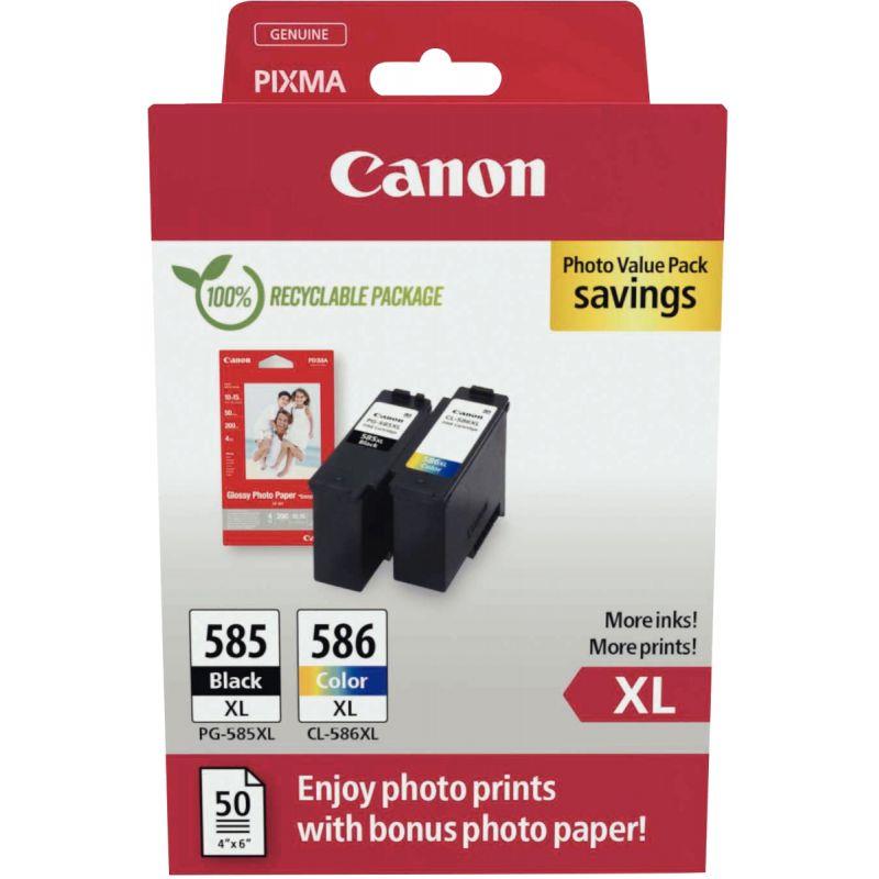 Image de  Canon 585XL/586XL lot 2 cartouches encre noir & couleurs hte capa authentique PG585XLBL/CL586XLCMJ 