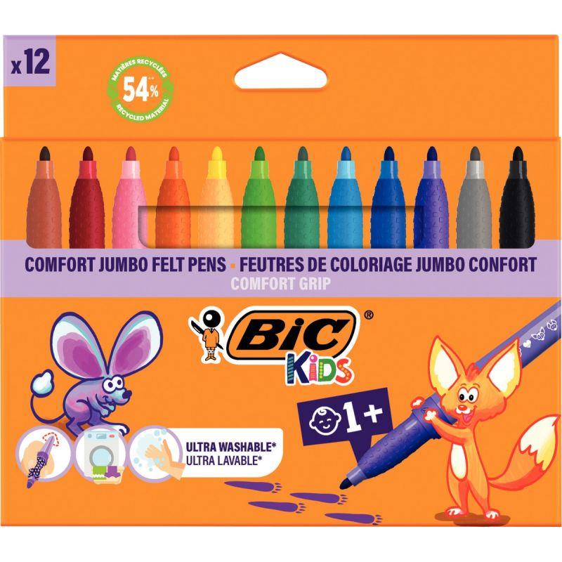Ref. 56980, Lot de 12 pochettes de 12 feutres confort dont 2 gratuits, marque BIC