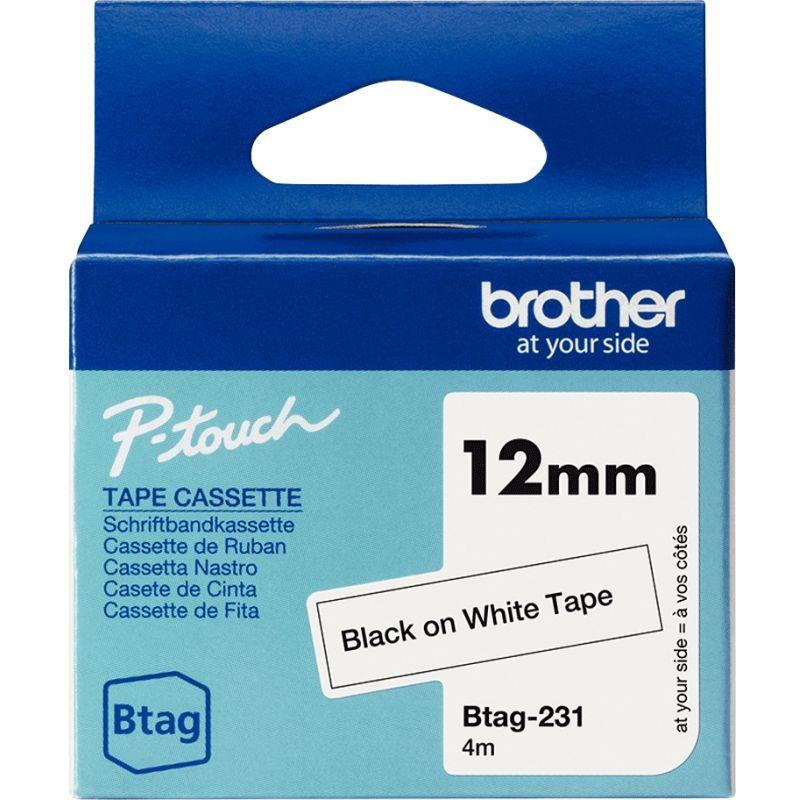 Image de  Recharge Brother BTAG noir  sur blanc 12 mm 