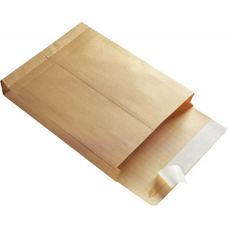 Image de  Carton de 125 pochettes kraft armé 229x324mm soufflet 30mm bande siliconée fenêtre 50x110mm 