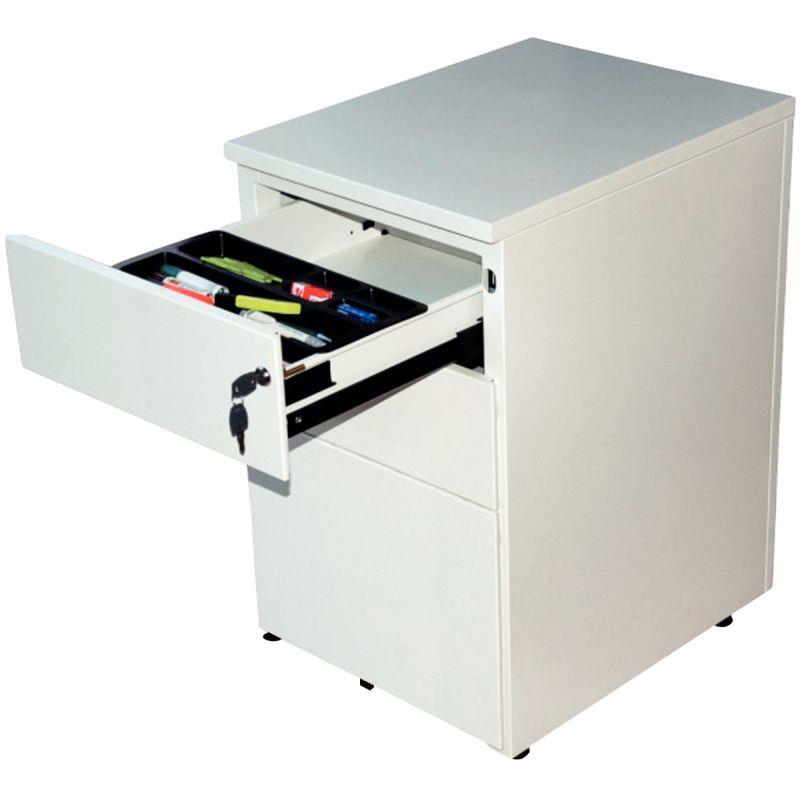 Ref. 61449, Caisson hauteur bureau professionnel P60 cm en métal 3 tiroirs Blanc, marque N.C