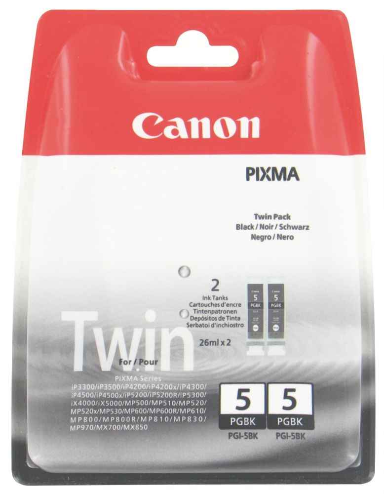 Ref. 78130, Lot de 2 cartouches jet dencre à la marque Canon PGI-5BK noir., Noir, marque CANON
