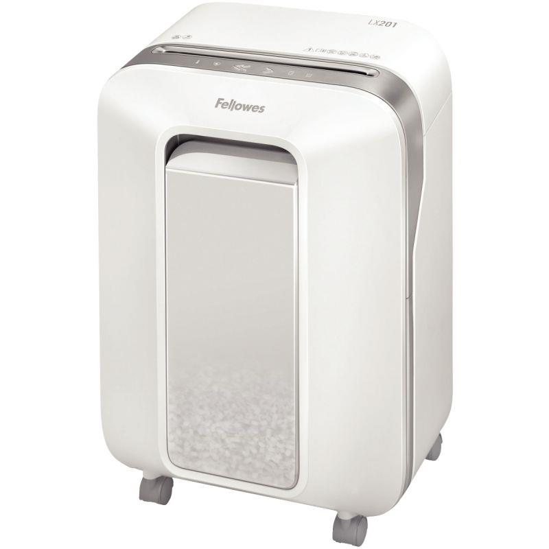 Ref. 86231, Destructeur personnel LX201 coupe micro 12 feuilles blanc, marque FELLOWES