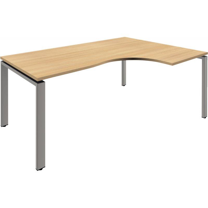 Ref. 92312, Bureau compact asymétrique 90° retour à gauche L180 Conect chêne clair / alu, marque N.C