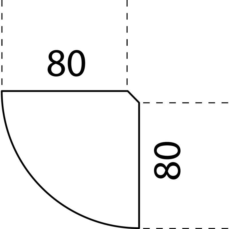 Ref. 92758, Angle de liaison 90° 80x80cm chêne clair, marque N.C