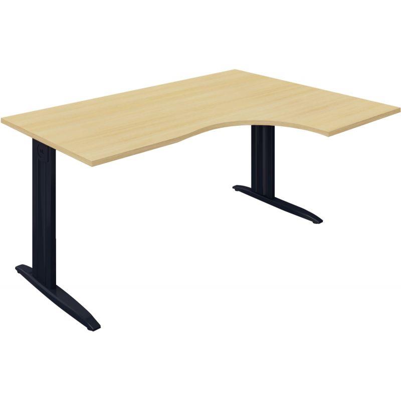 Ref. 92776, Plan compact 90° Onyx retour droit L..160 x P.120 et 60 cm plateau chêne clair/piètement anthracite, marque N.C