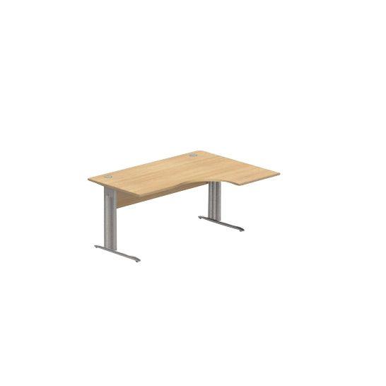 Ref. 92779, Plan compact 90° Onyx retour droit L..180 x P.120 et 60 cm plateau chêne clair/piètement alu, marque N.C
