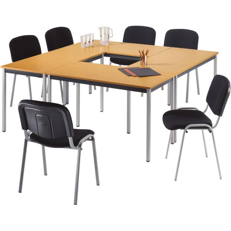 Ref. 92805, Table modulaire rectangulaire 120x60 cm plateau chêne naturel/piétement alu, marque N.C