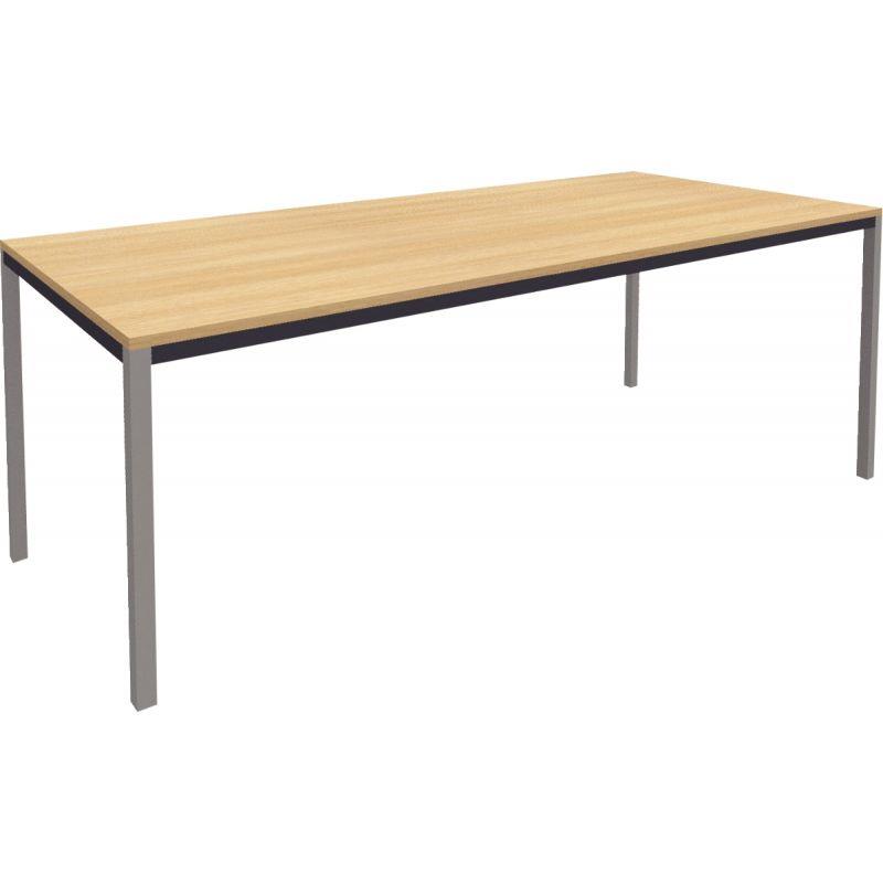 Ref. 92817, Table modulaire rectangulaire L180xP80cm plateau chêne naturel/piétement alu, marque N.C