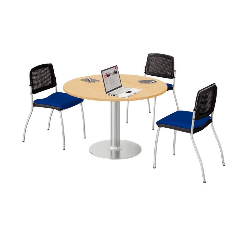 Ref. 92826, Table ronde Ø120cm épaisseur 25 plateau chêne naturel/piètement alu, marque N.C